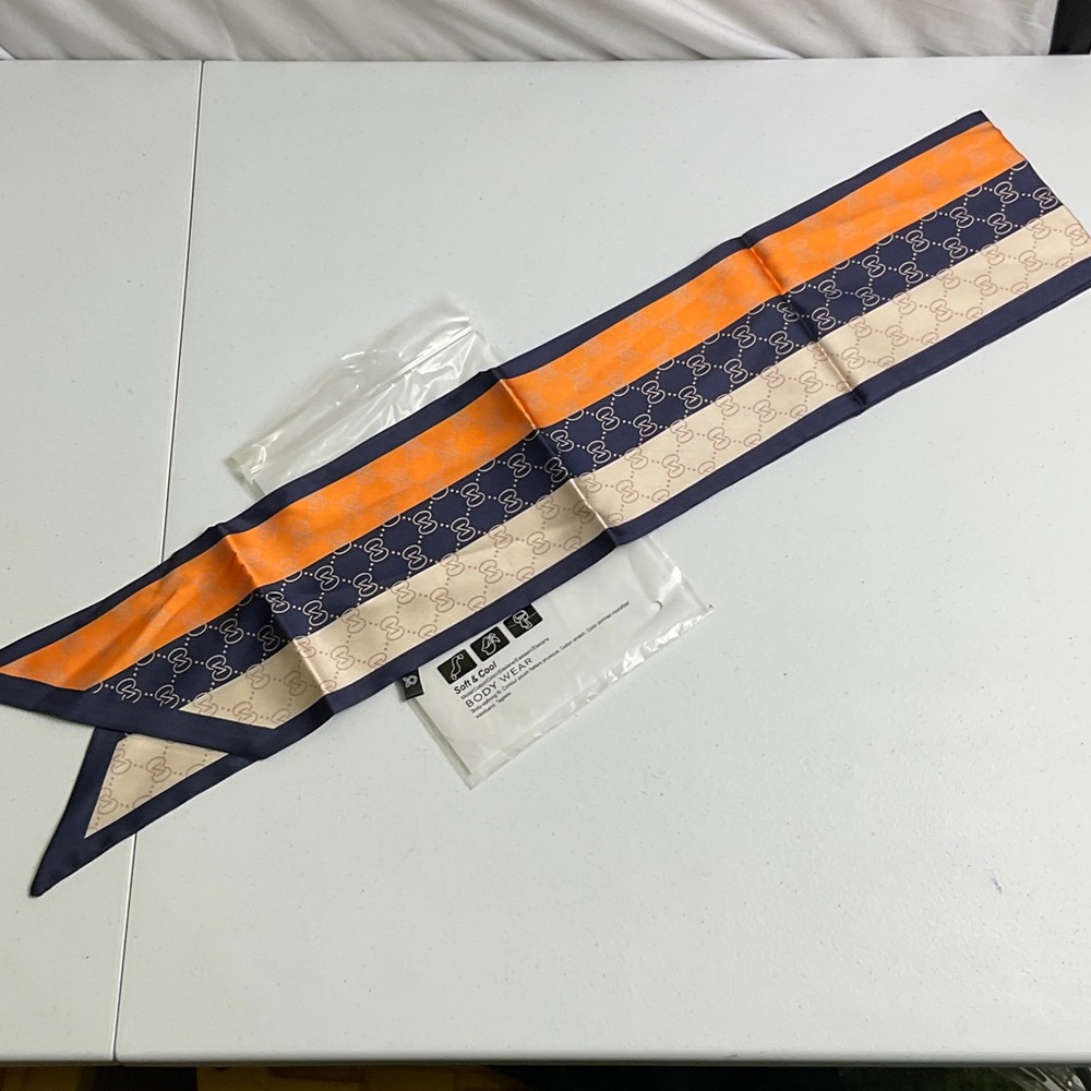 Elegant Orange and Navy Scarf
